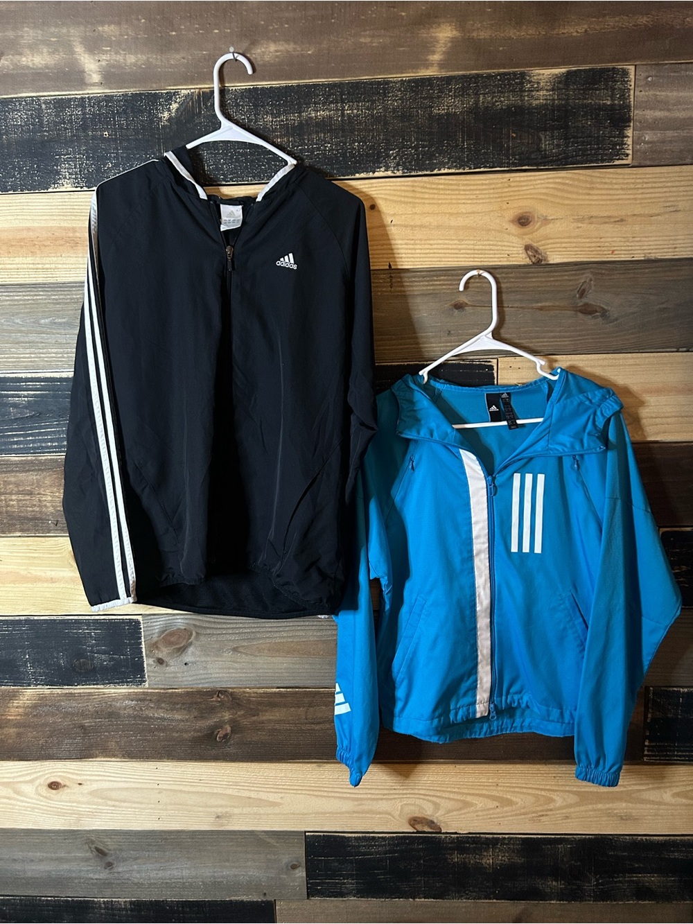 adidas Kids Black & Blue Hooded Windbreaker Jackets